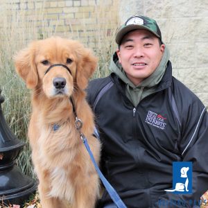 Service dog and a man