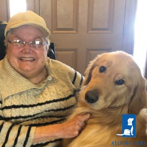 Woman with a service dog.