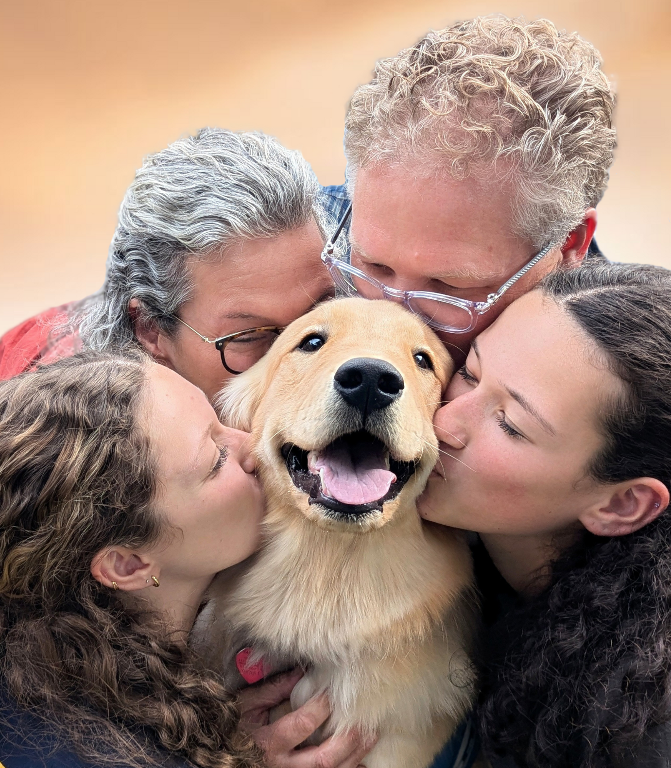 familing kissing dog